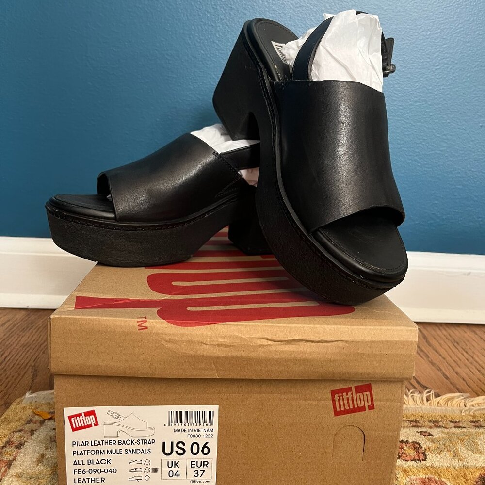 Fit Flip Leather Platform Mule Sandal